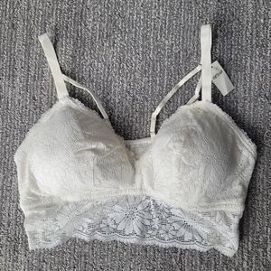 NWT Aerie Lace Padded Longline Bralette, Size XLarge, Color Soft Muslin